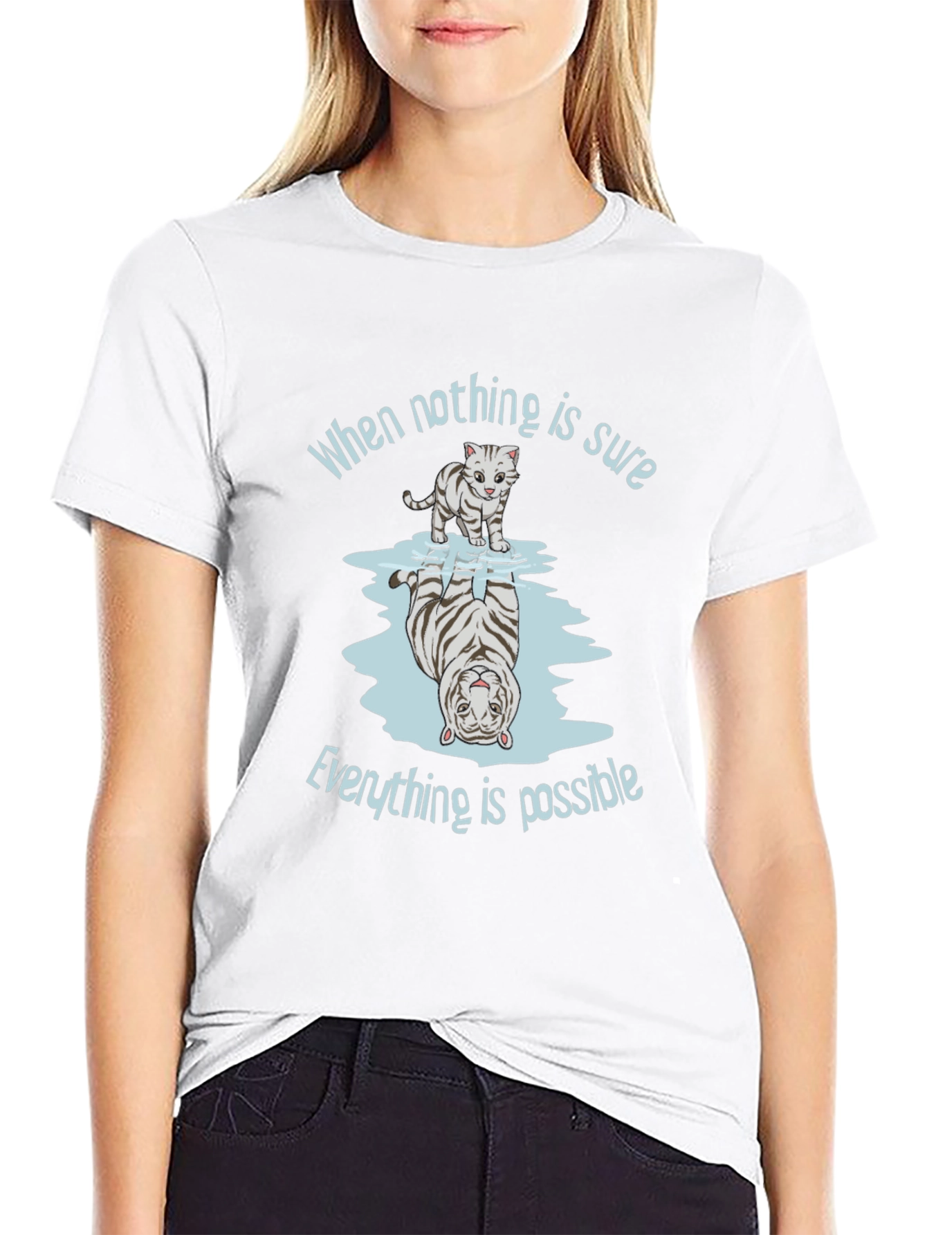Cat Reflection Graphic Tee - When Nothing is Sure
