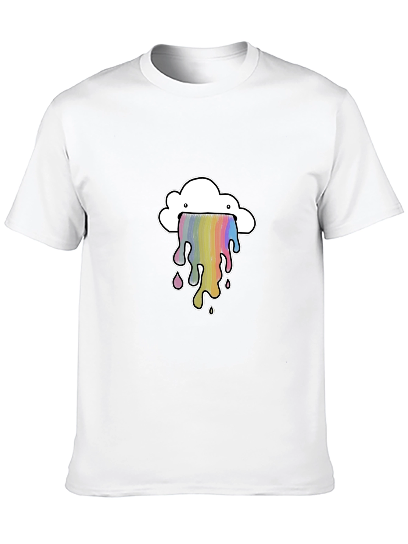 Rainbow Cloud Graphic Tee - Trendy Black T-Shirt