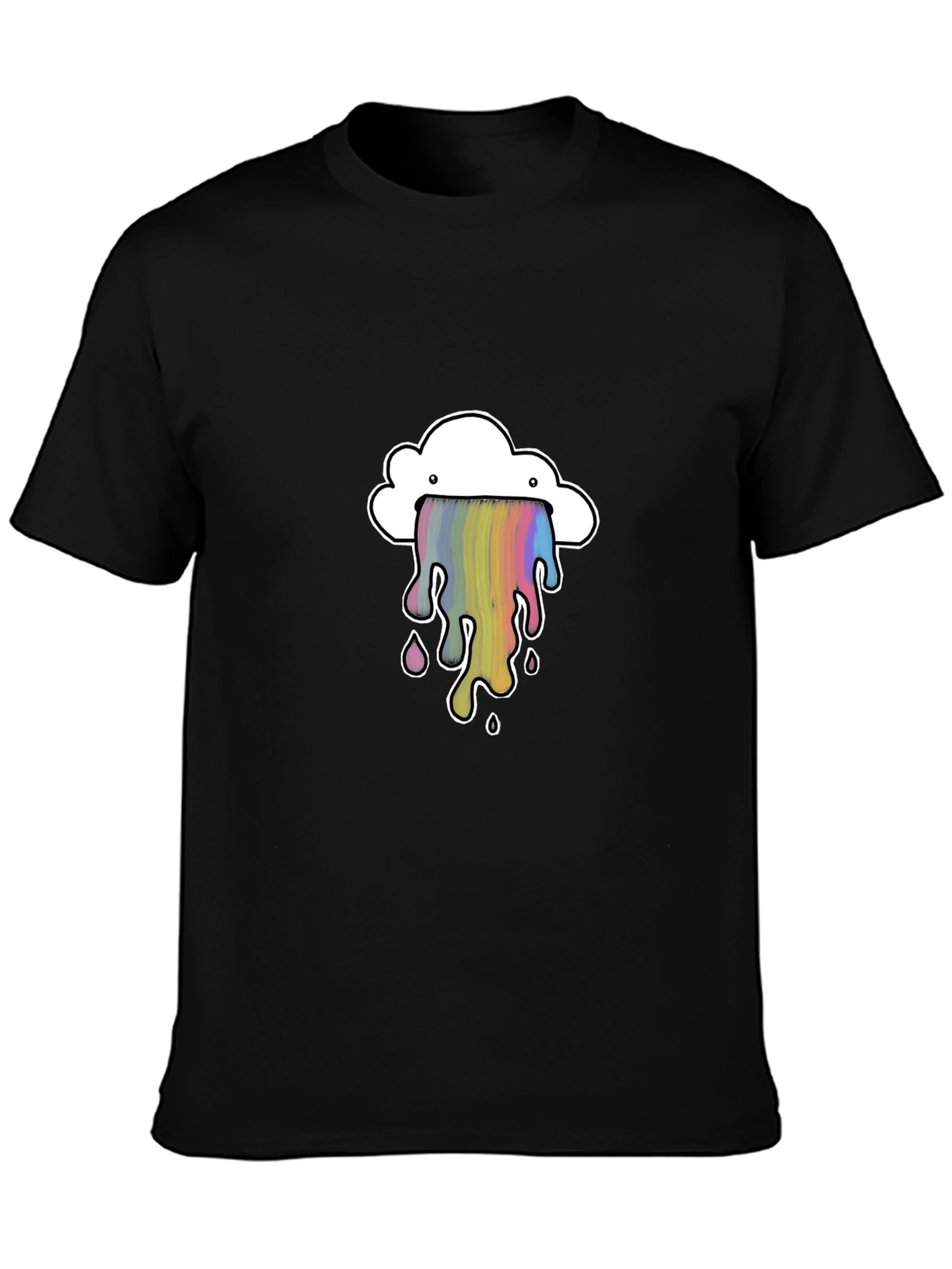 Rainbow Cloud Graphic Tee - Trendy Black T-Shirt