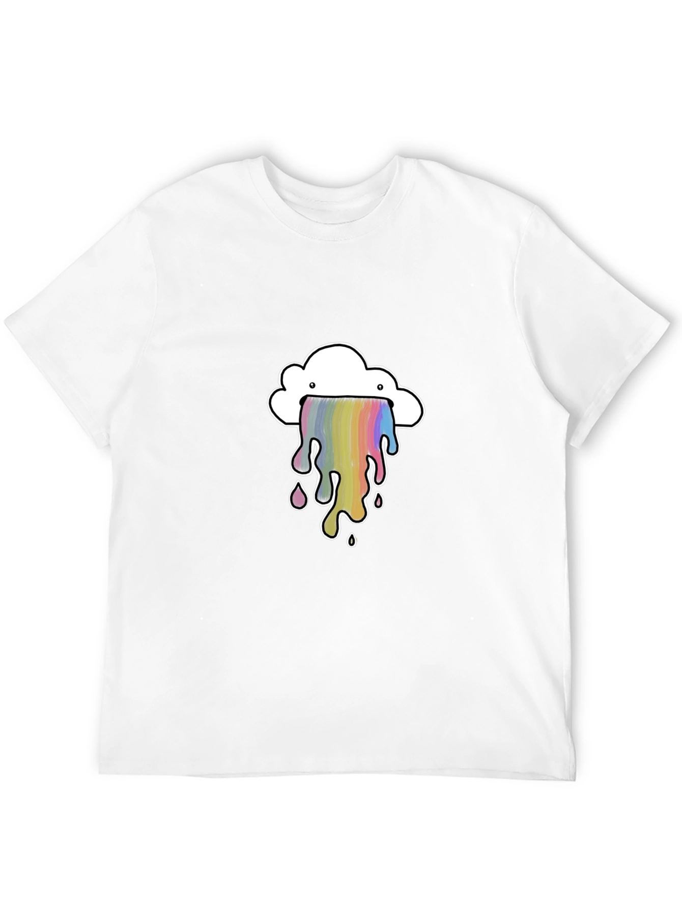 Rainbow Cloud Graphic Tee - Trendy Black T-Shirt