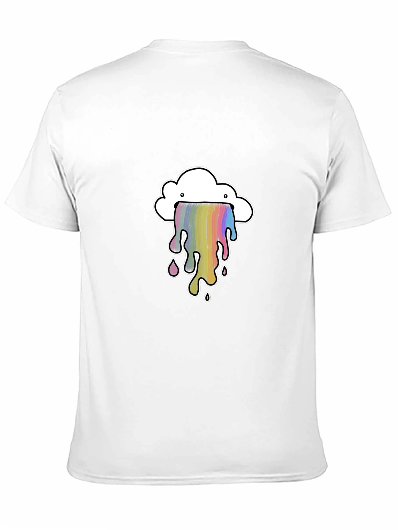 Rainbow Cloud Graphic Tee - Trendy Black T-Shirt