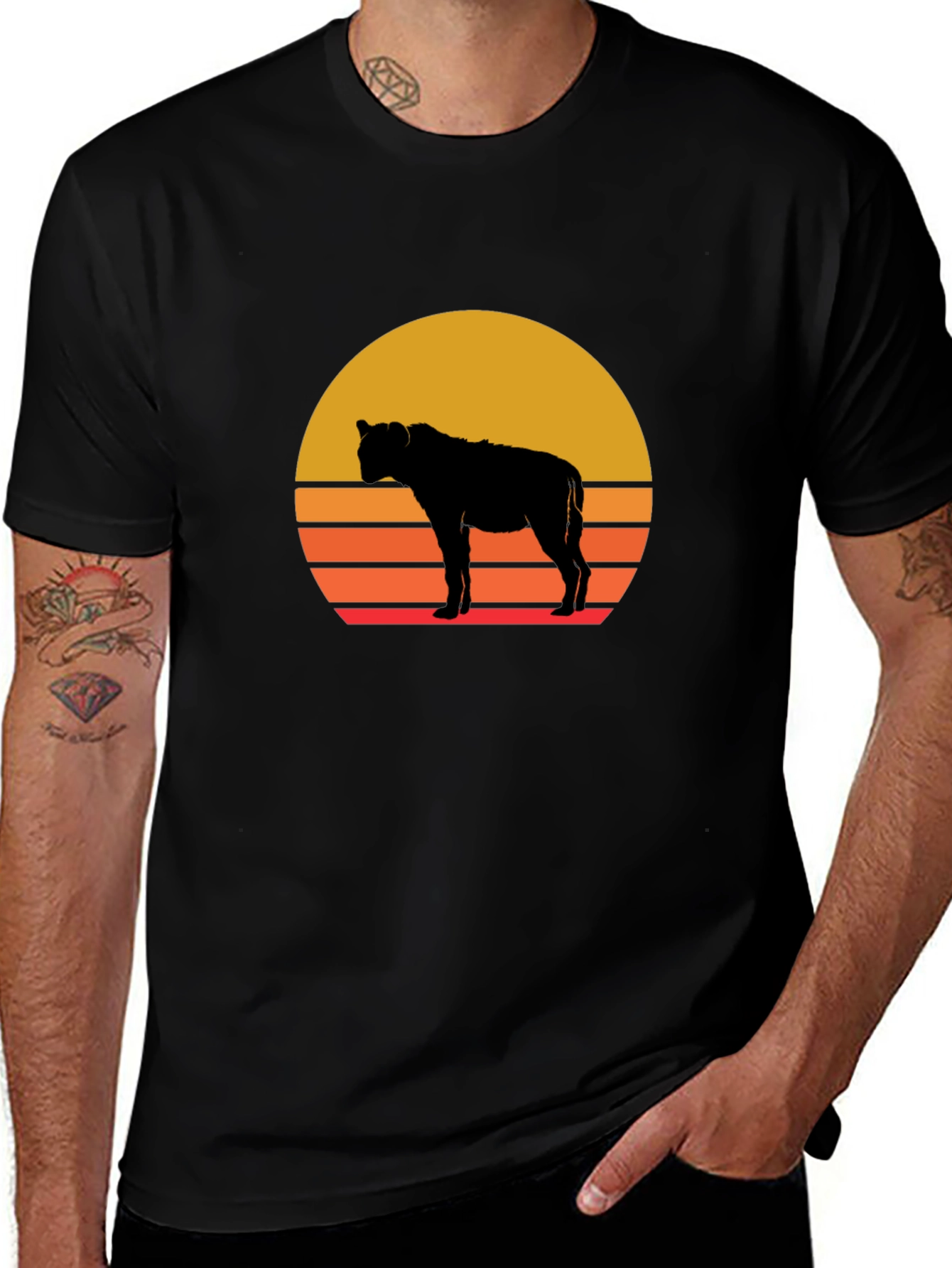 Hyena Sunset Graphic Tee - Stylish Animal Silhouette