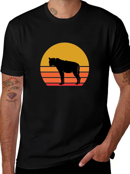 Hyena Sunset Graphic Tee - Stylish Animal Silhouette