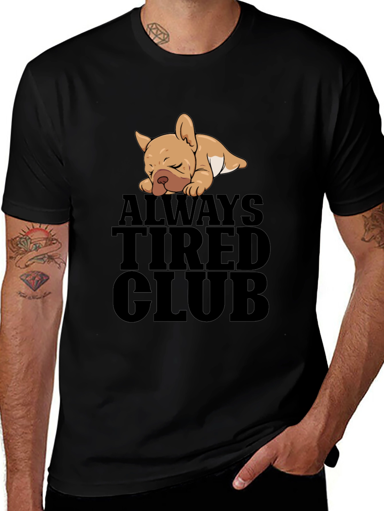 Always Tired Club French Bulldog T-Shirt – Funny Dog Lover Tee