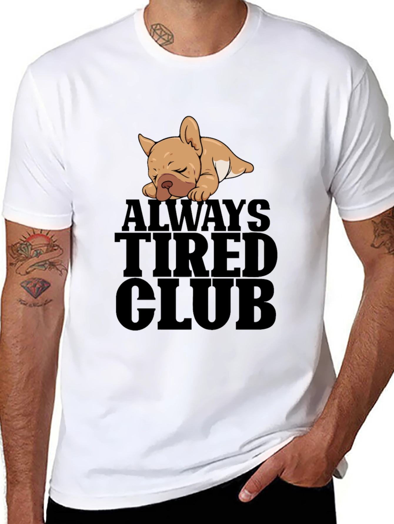 Always Tired Club French Bulldog T-Shirt – Funny Dog Lover Tee