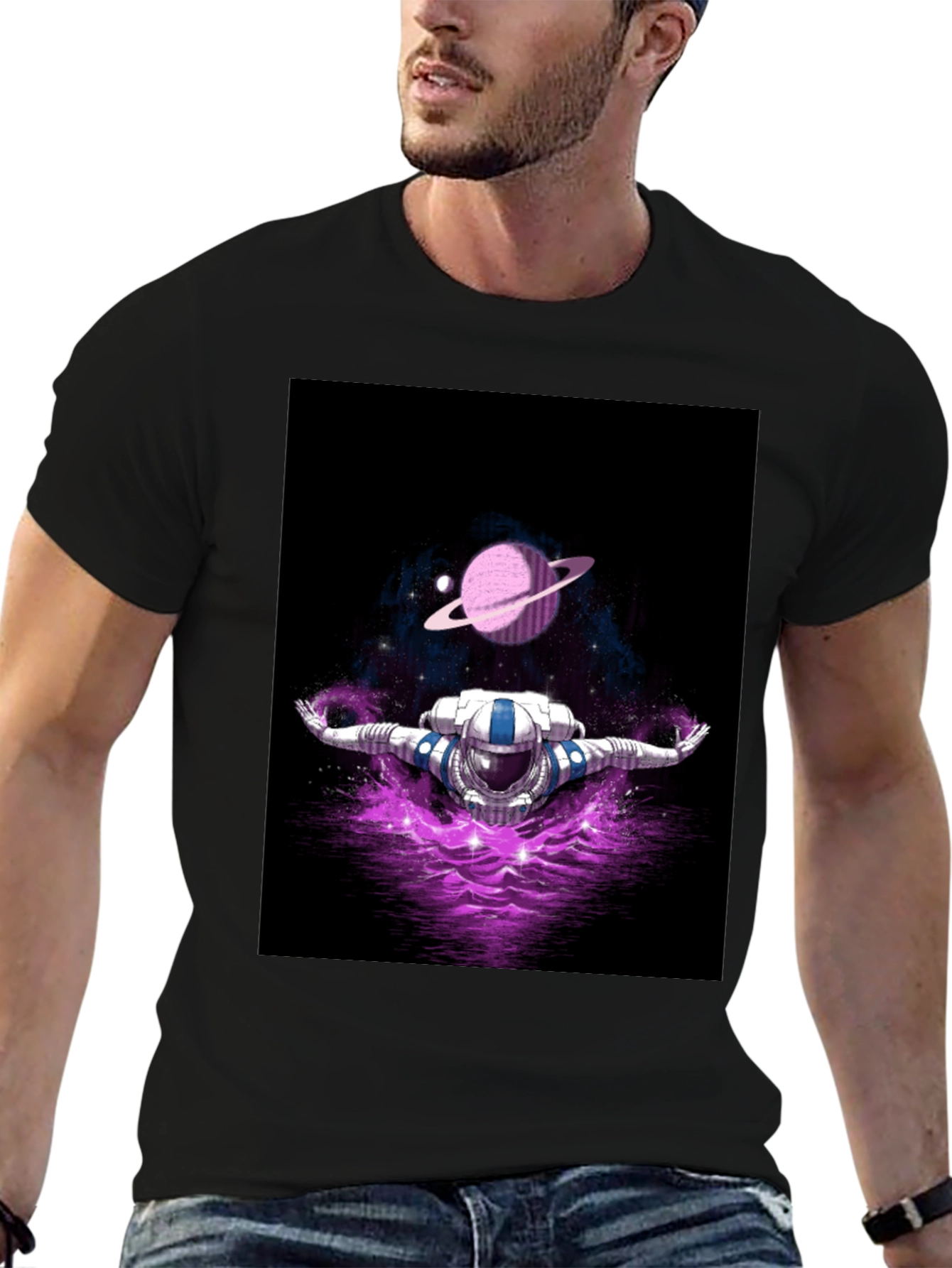Astronaut in Space T-Shirt - Galaxy Design