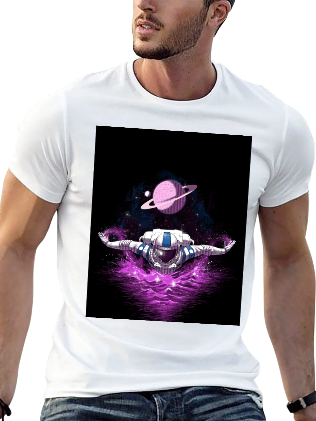 Astronaut in Space T-Shirt - Galaxy Design