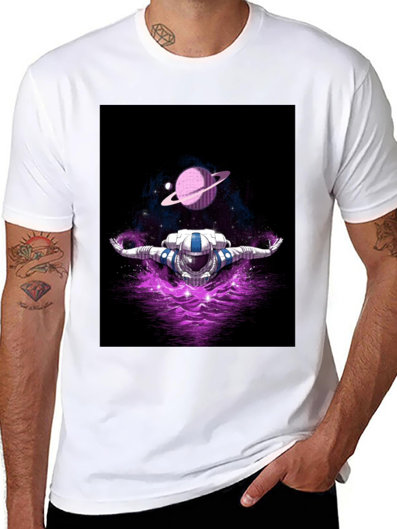 Astronaut in Space T-Shirt - Galaxy Design