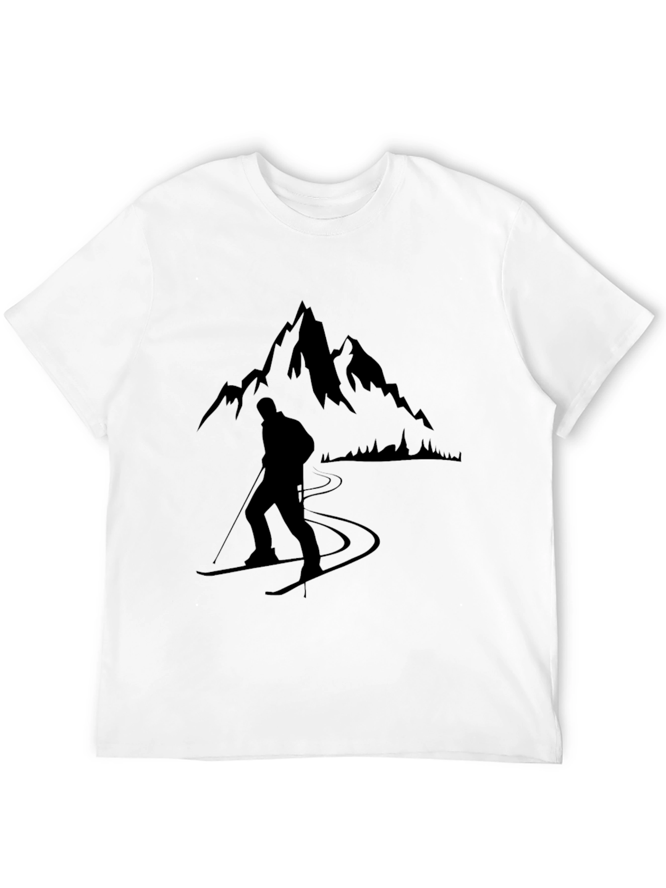 Mountain Skier Graphic Tee - Black Cotton Comfort