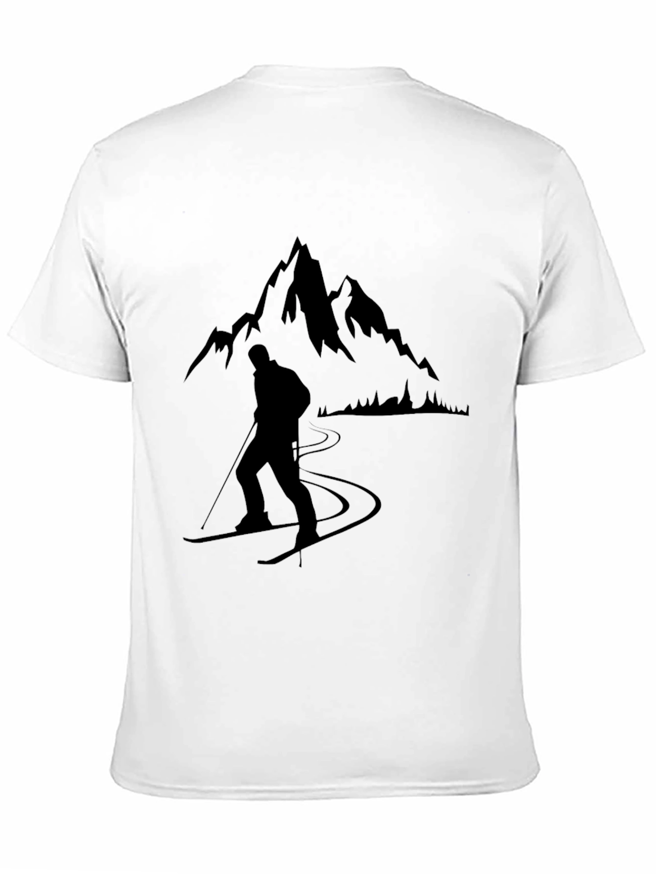 Mountain Skier Graphic Tee - Black Cotton Comfort