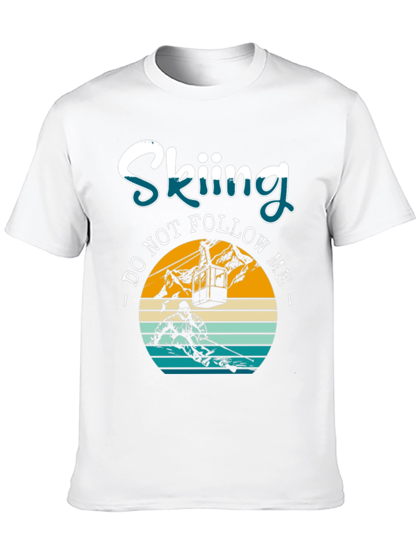 Skiing Do Not Follow Me Black Graphic T-Shirt