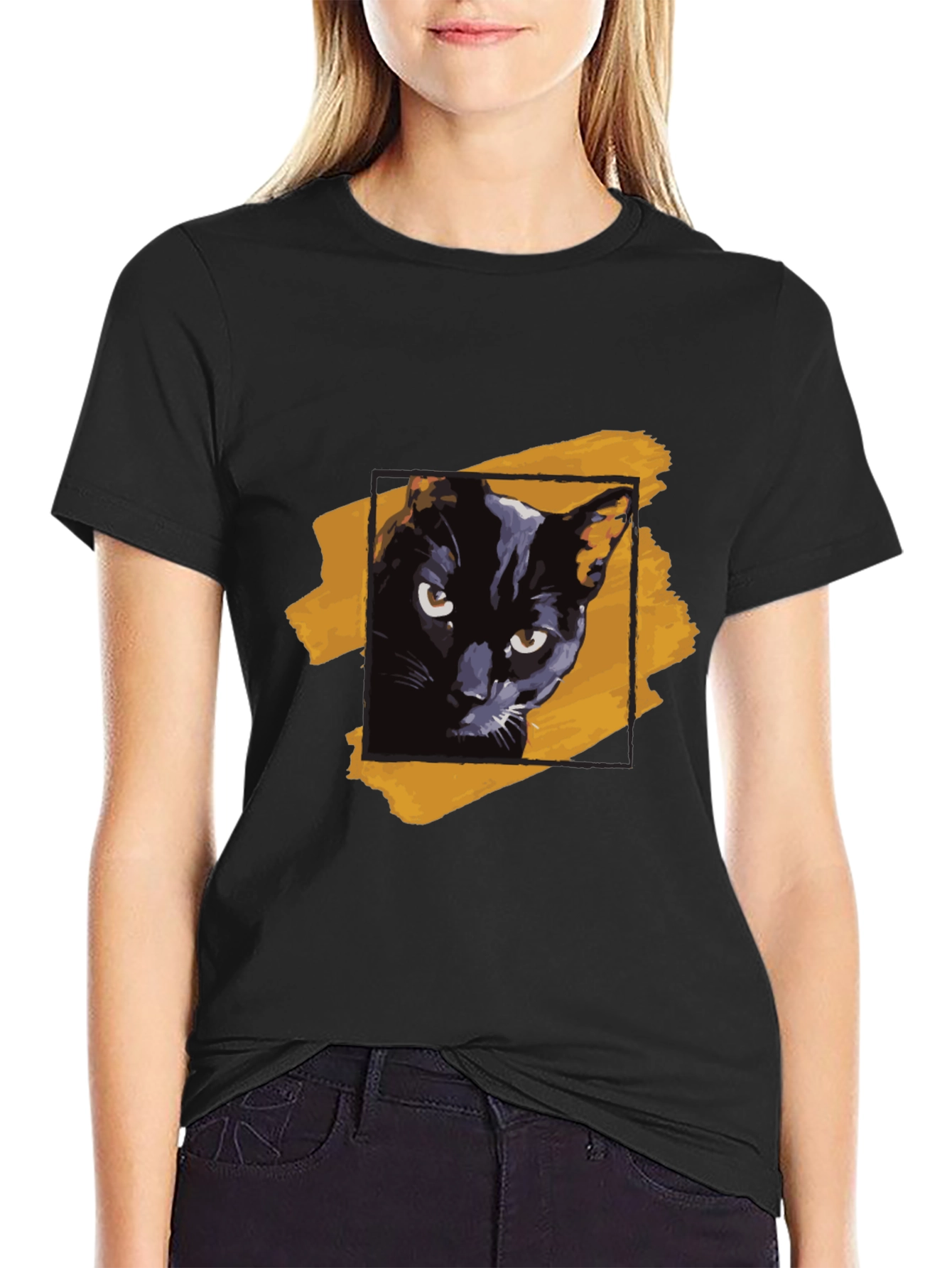 Black Cat Graphic Tee - Trendy Mens T-Shirt