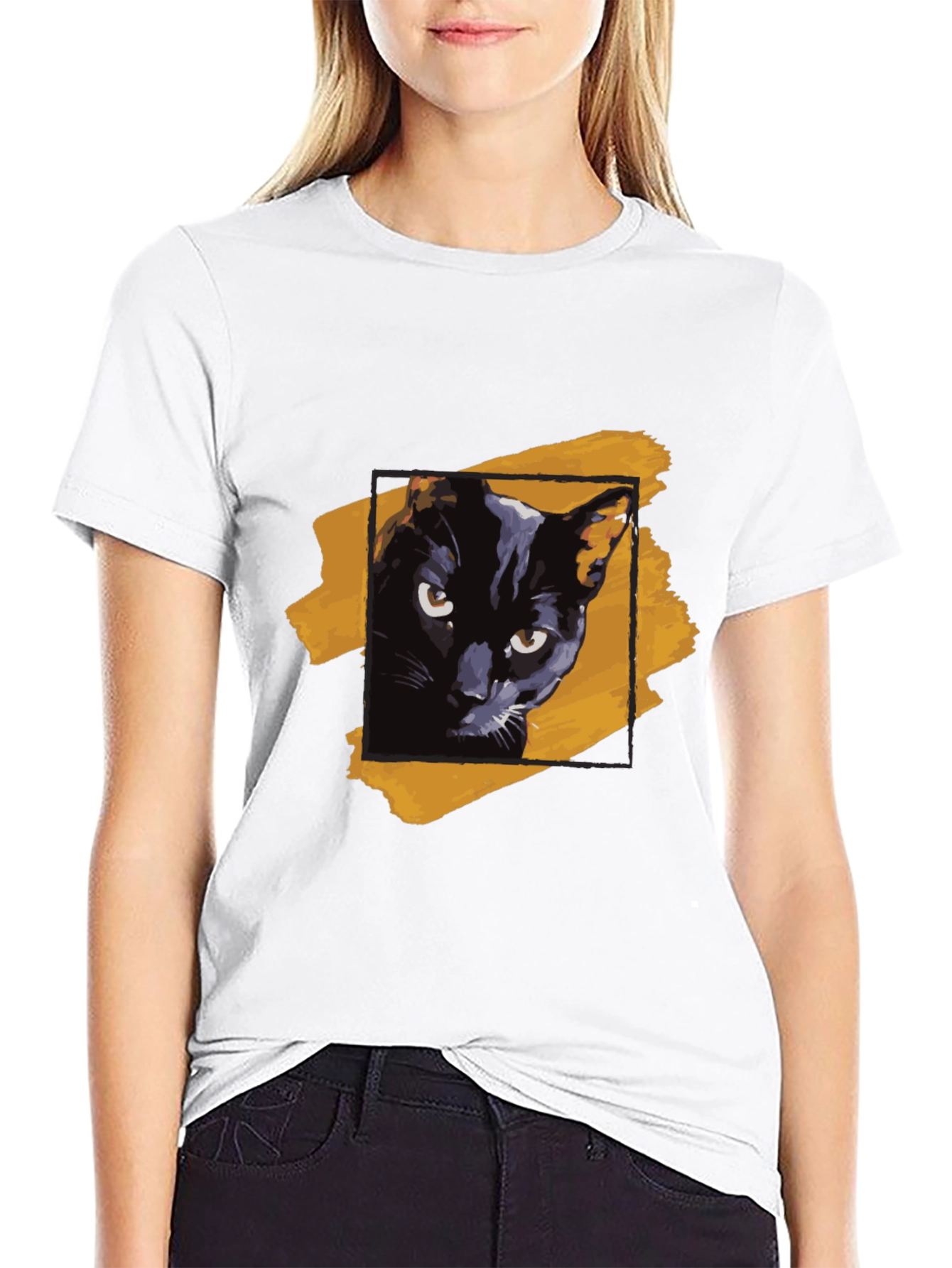 Black Cat Graphic Tee - Trendy Mens T-Shirt