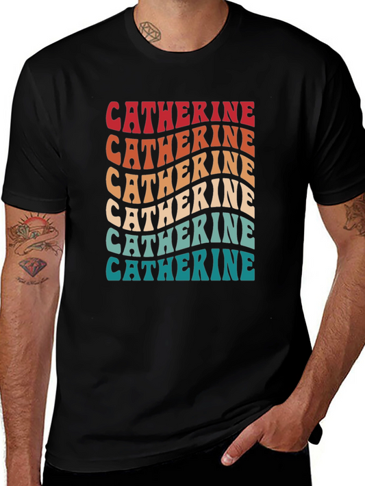 Catherine Retro Wavy Text T-Shirt