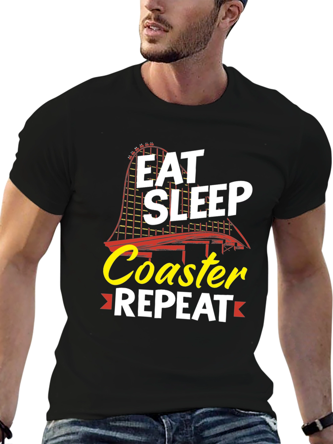 Eat Sleep Coaster Repeat Black Graphic Tee