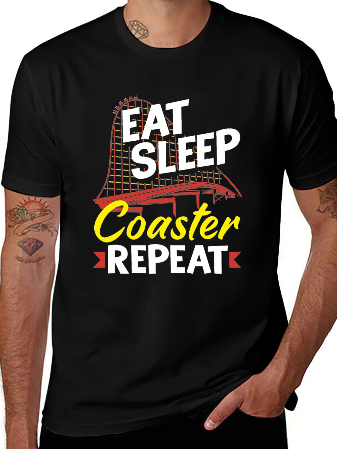 Eat Sleep Coaster Repeat Black Graphic Tee