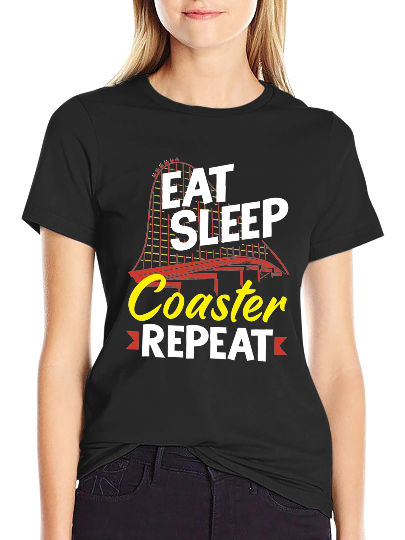 Eat Sleep Coaster Repeat Black Graphic Tee