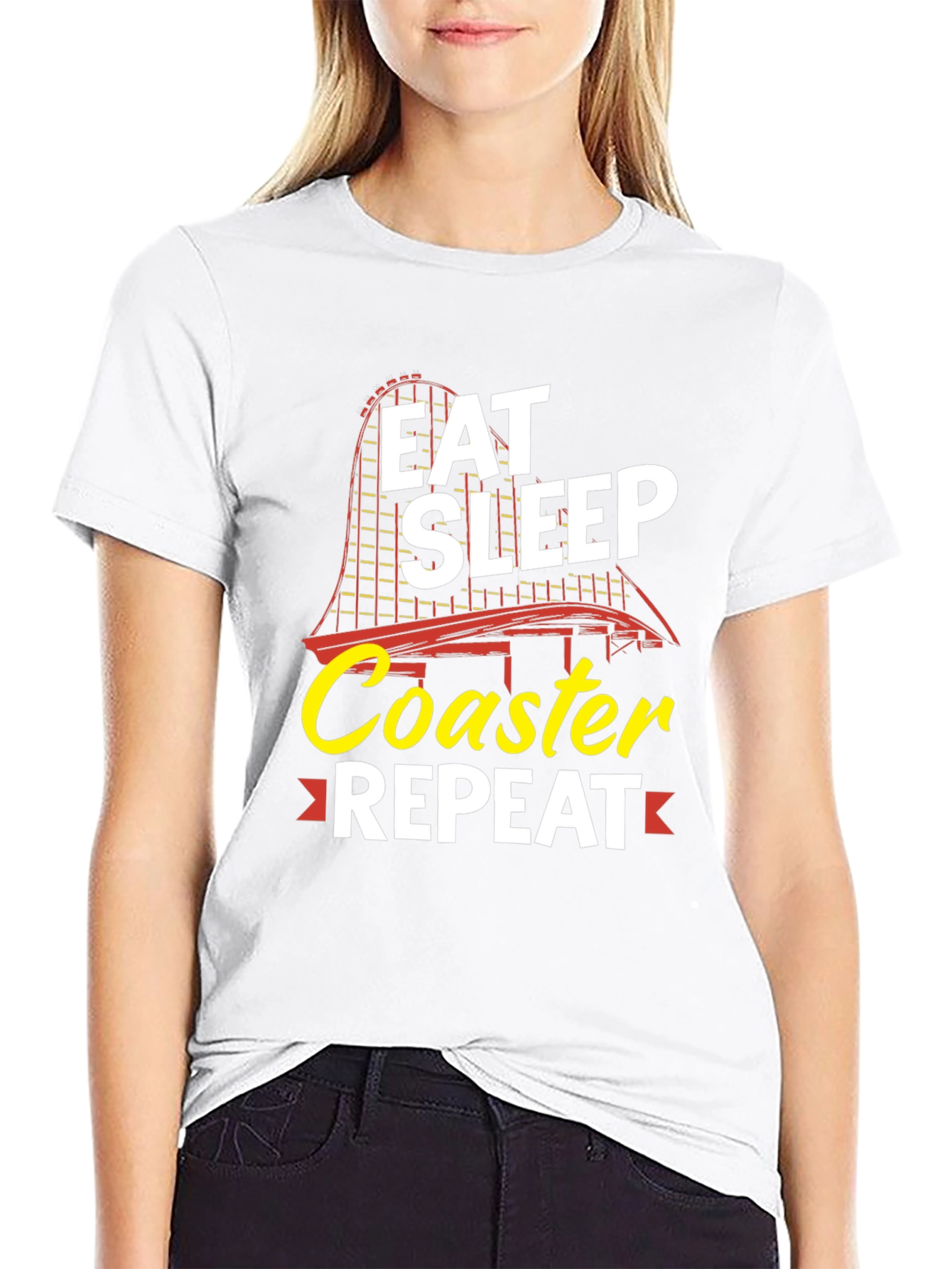 Eat Sleep Coaster Repeat Black Graphic Tee
