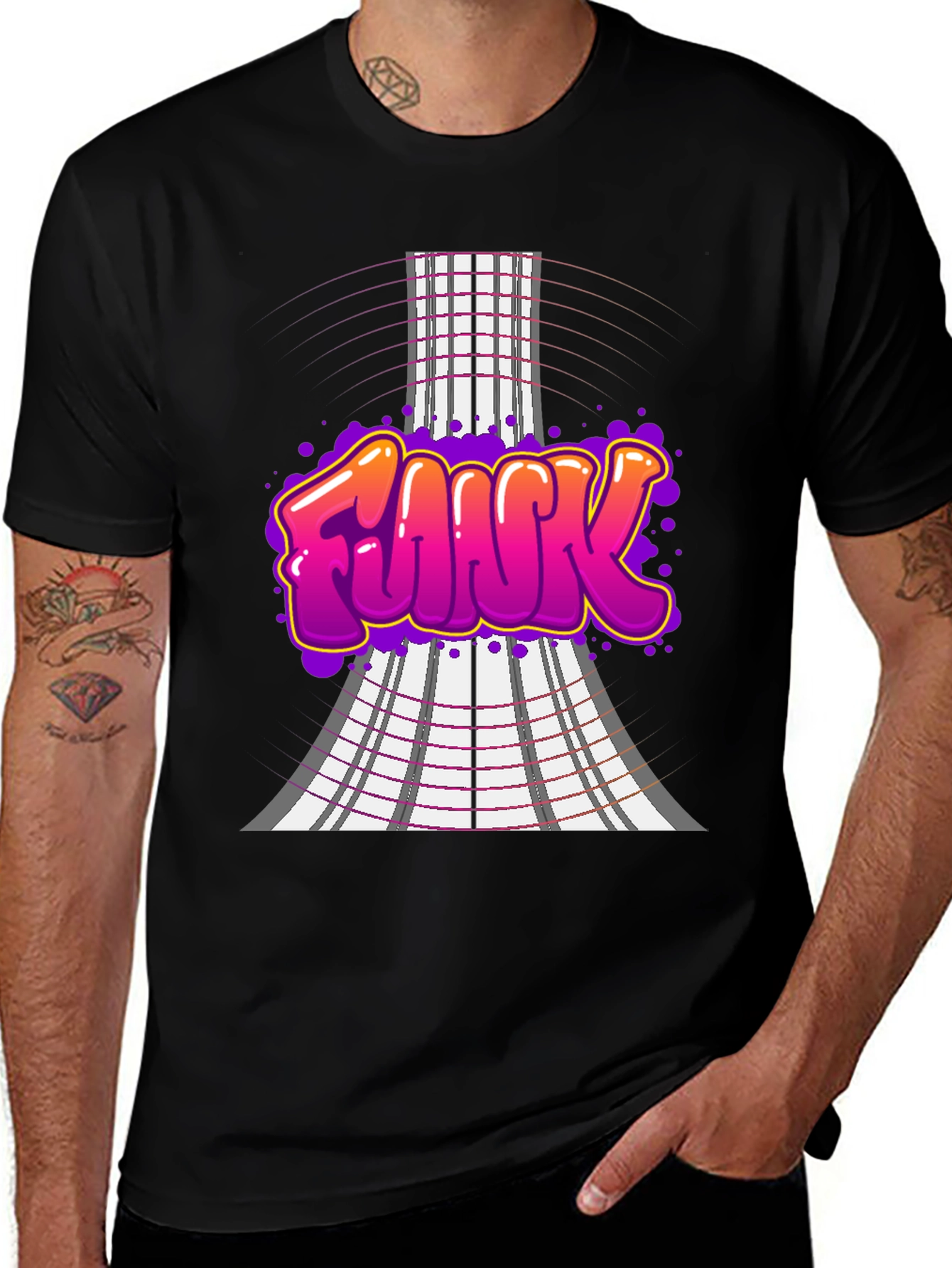 Funky Graffiti Style T-Shirt - Black