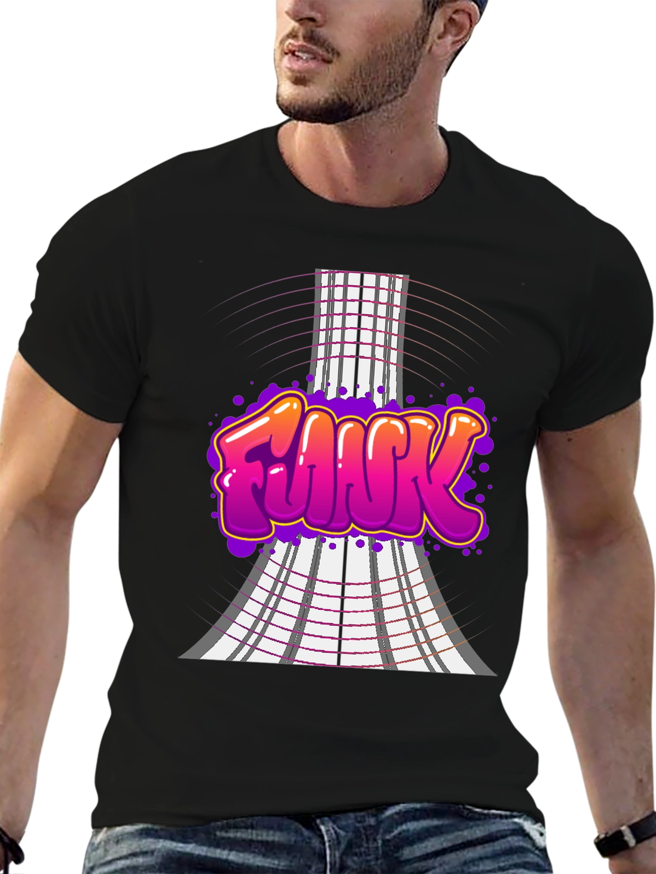 Funky Graffiti Style T-Shirt - Black