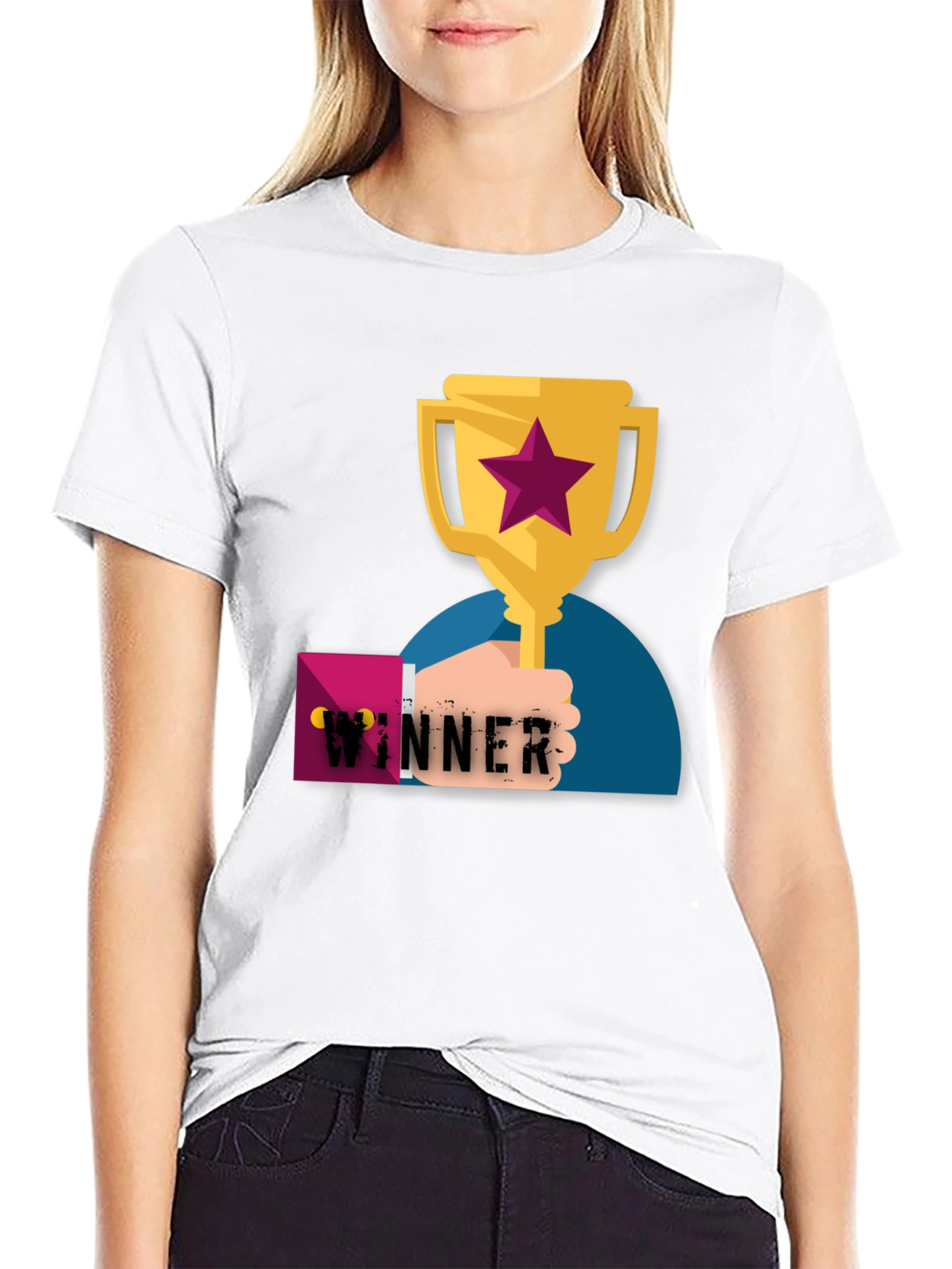 Winner Graphic Tee - Black Cotton T-Shirt