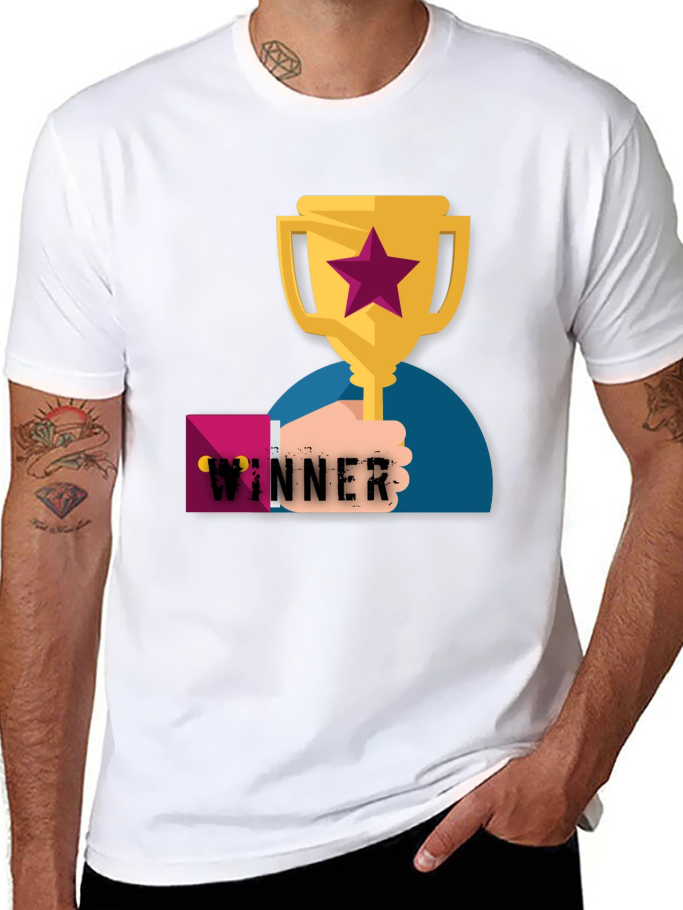 Winner Graphic Tee - Black Cotton T-Shirt
