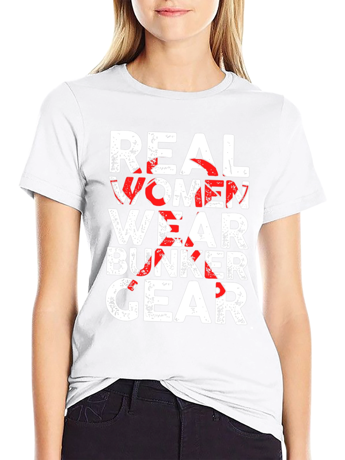 Real Women Wear Bunker Gear T-Shirt - Black