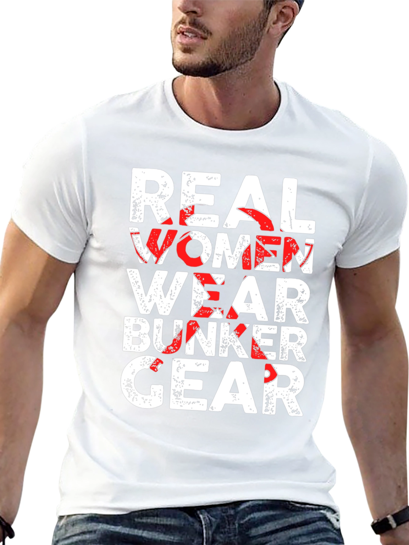Real Women Wear Bunker Gear T-Shirt - Black
