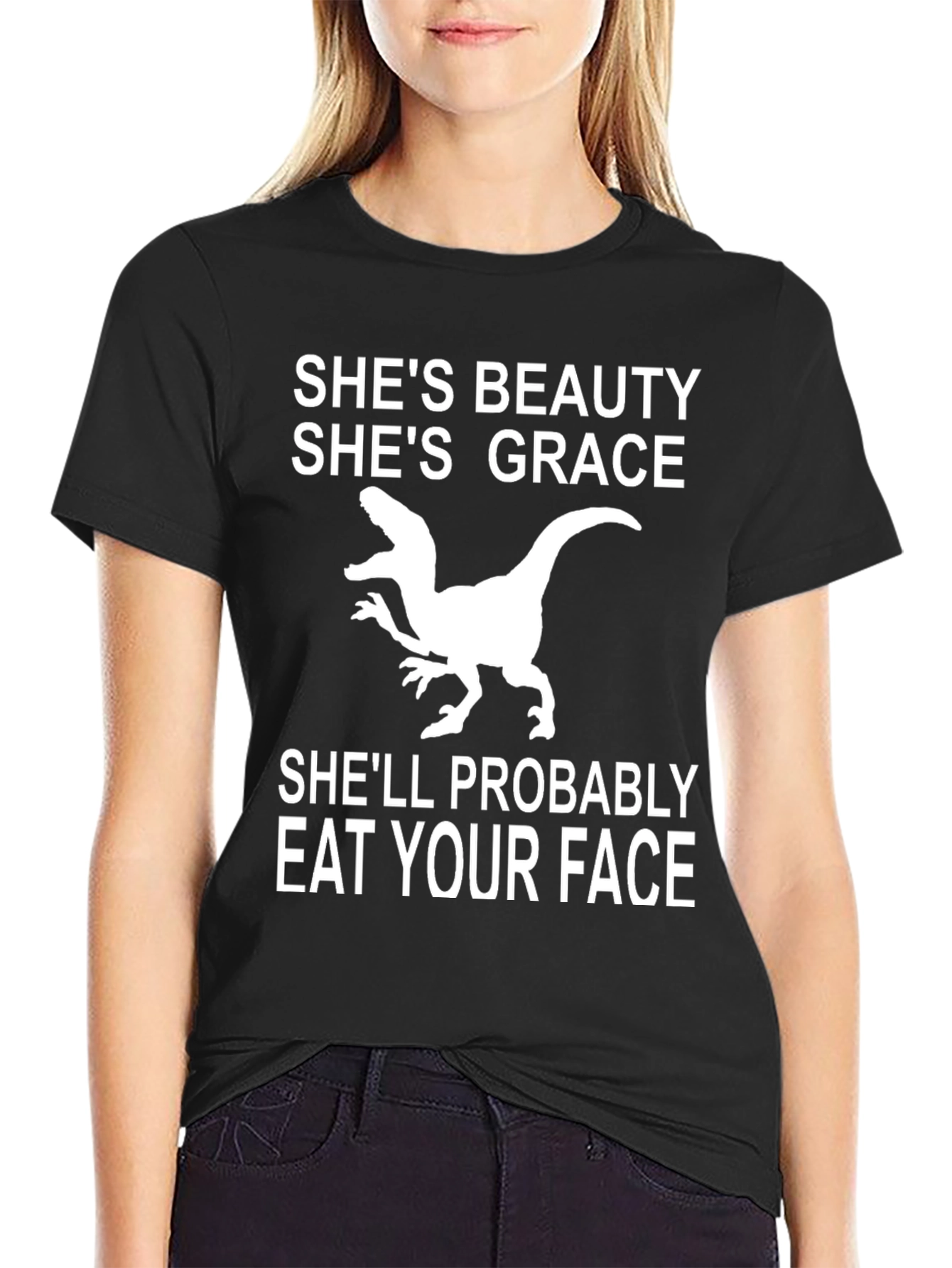 Funny Dinosaur Graphic T-Shirt - Beauty and Grace