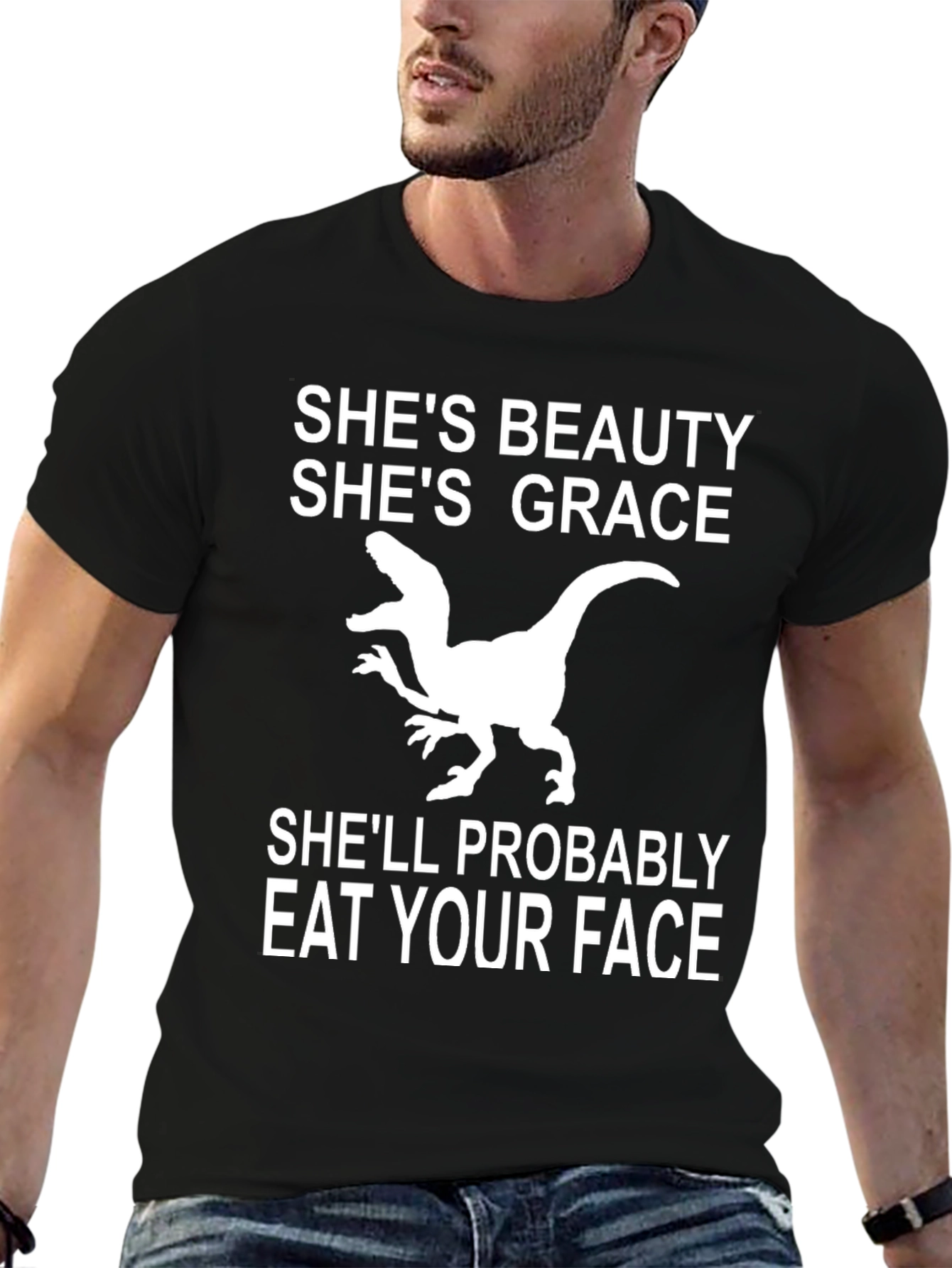 Funny Dinosaur Graphic T-Shirt - Beauty and Grace