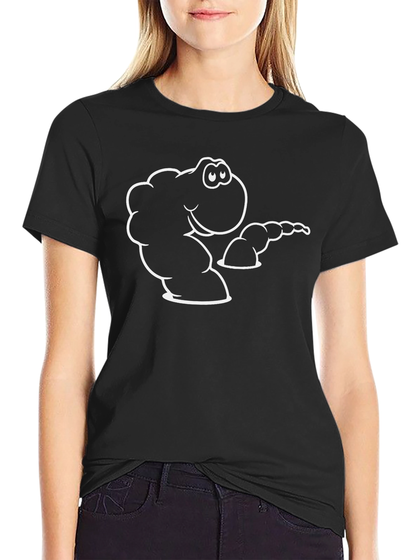 Cartoon Worm Graphic T-Shirt