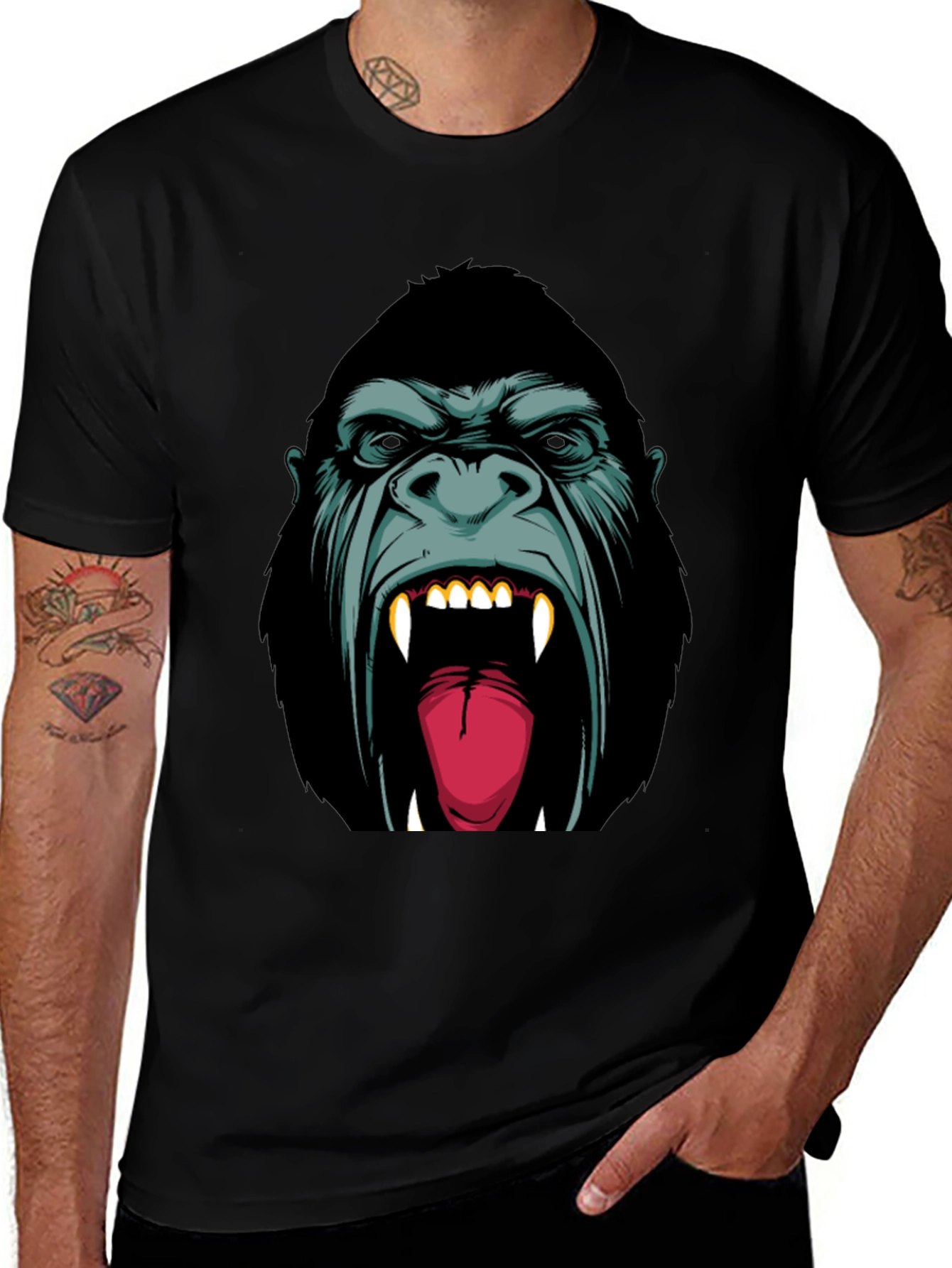 Ferocious Gorilla Graphic Tee - Black Cotton