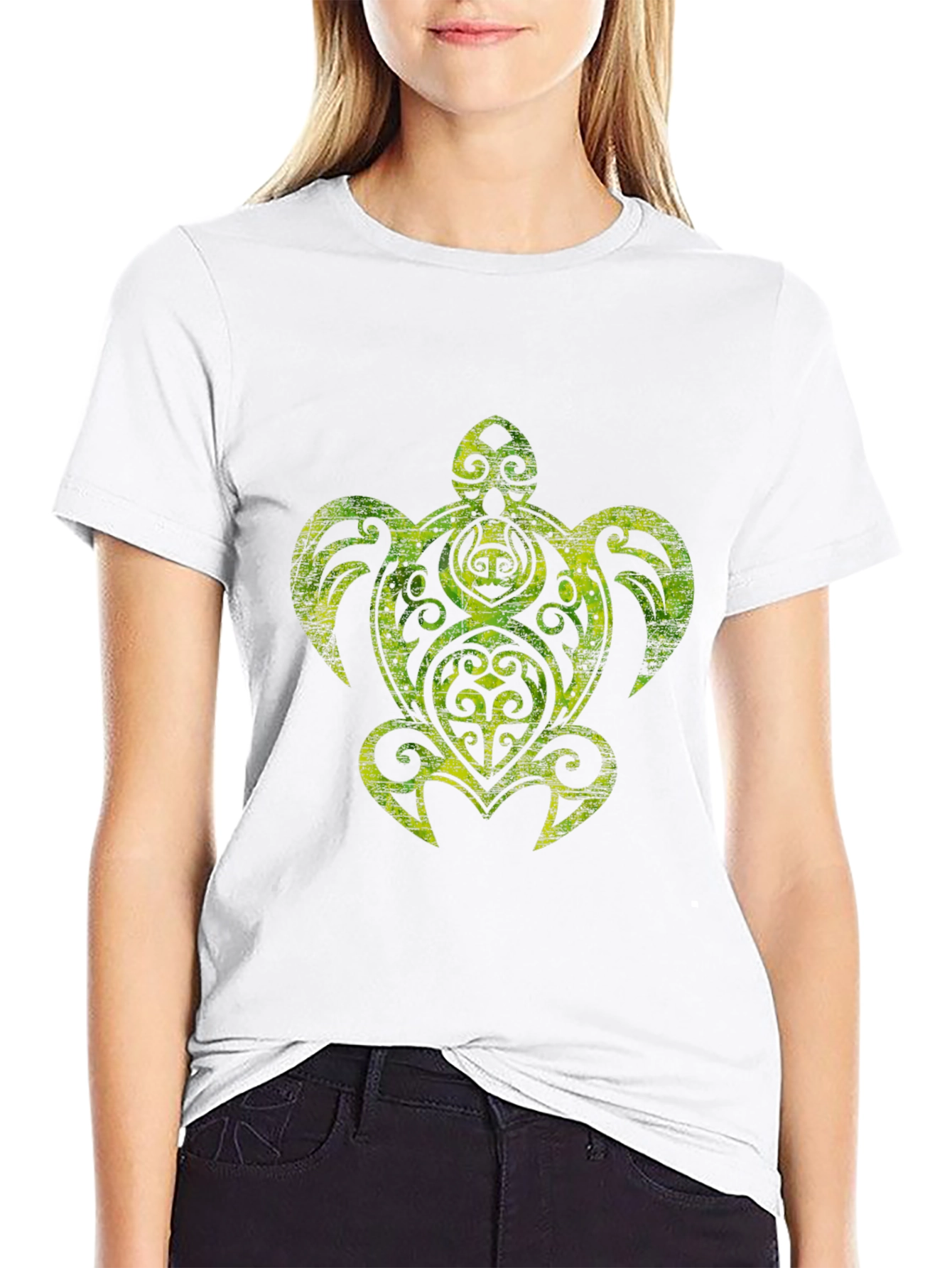 Tribal Turtle Graphic Black T-Shirt