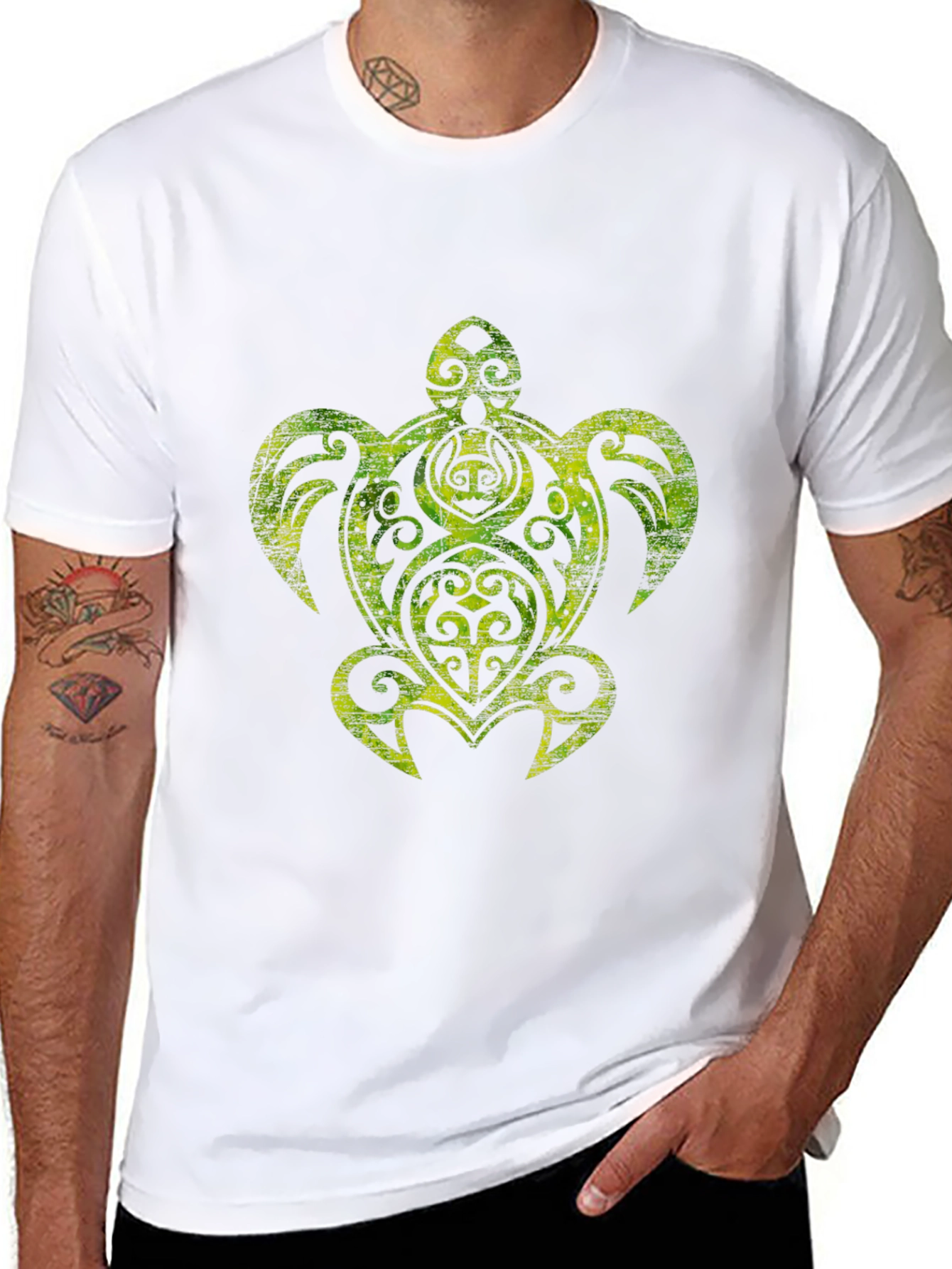 Tribal Turtle Graphic Black T-Shirt