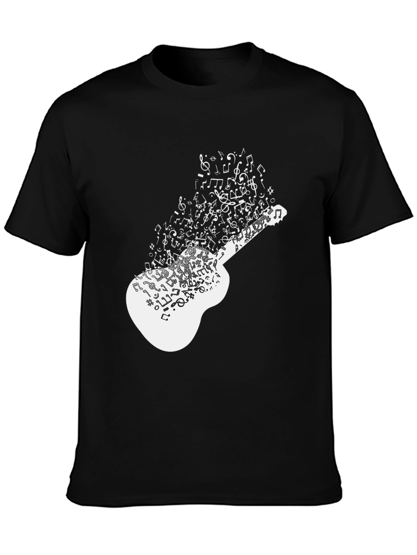 Musical Guitar Notes Graphic Black T-Shirt