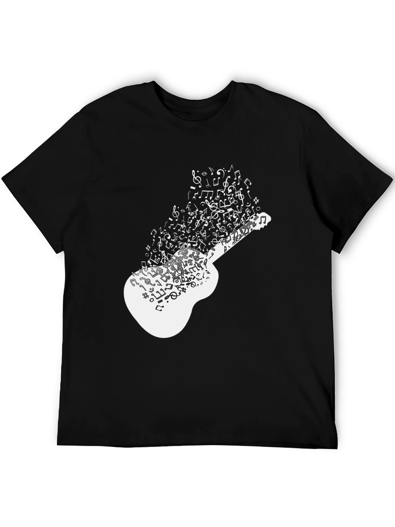 Musical Guitar Notes Graphic Black T-Shirt