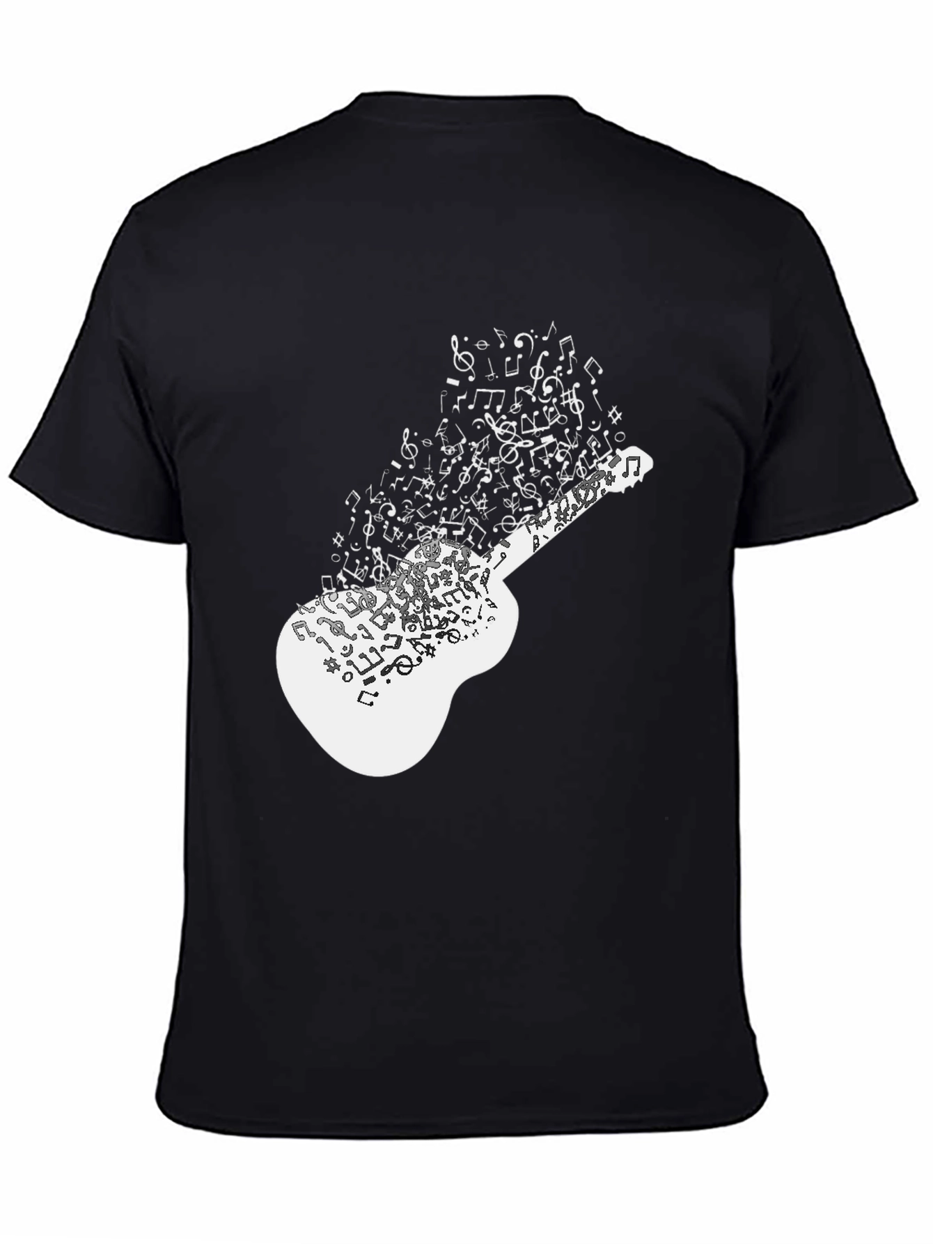 Musical Guitar Notes Graphic Black T-Shirt