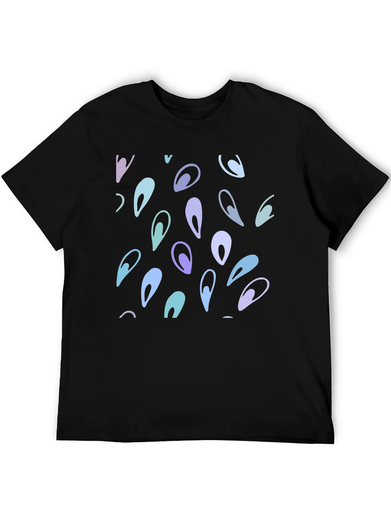 Abstract Teardrop Pattern Black T-Shirt