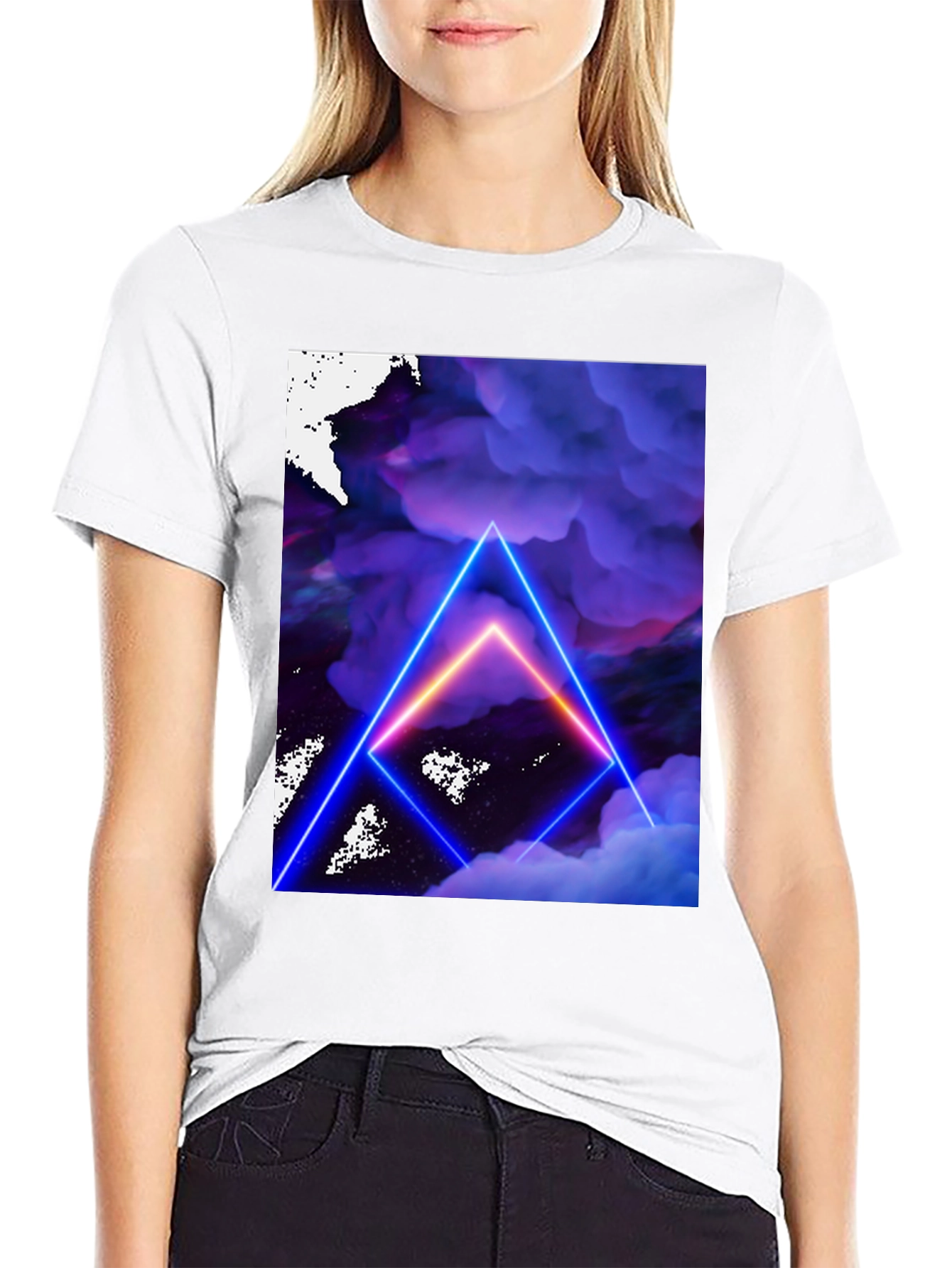 Neon Triangle Cloudscape Graphic Tee