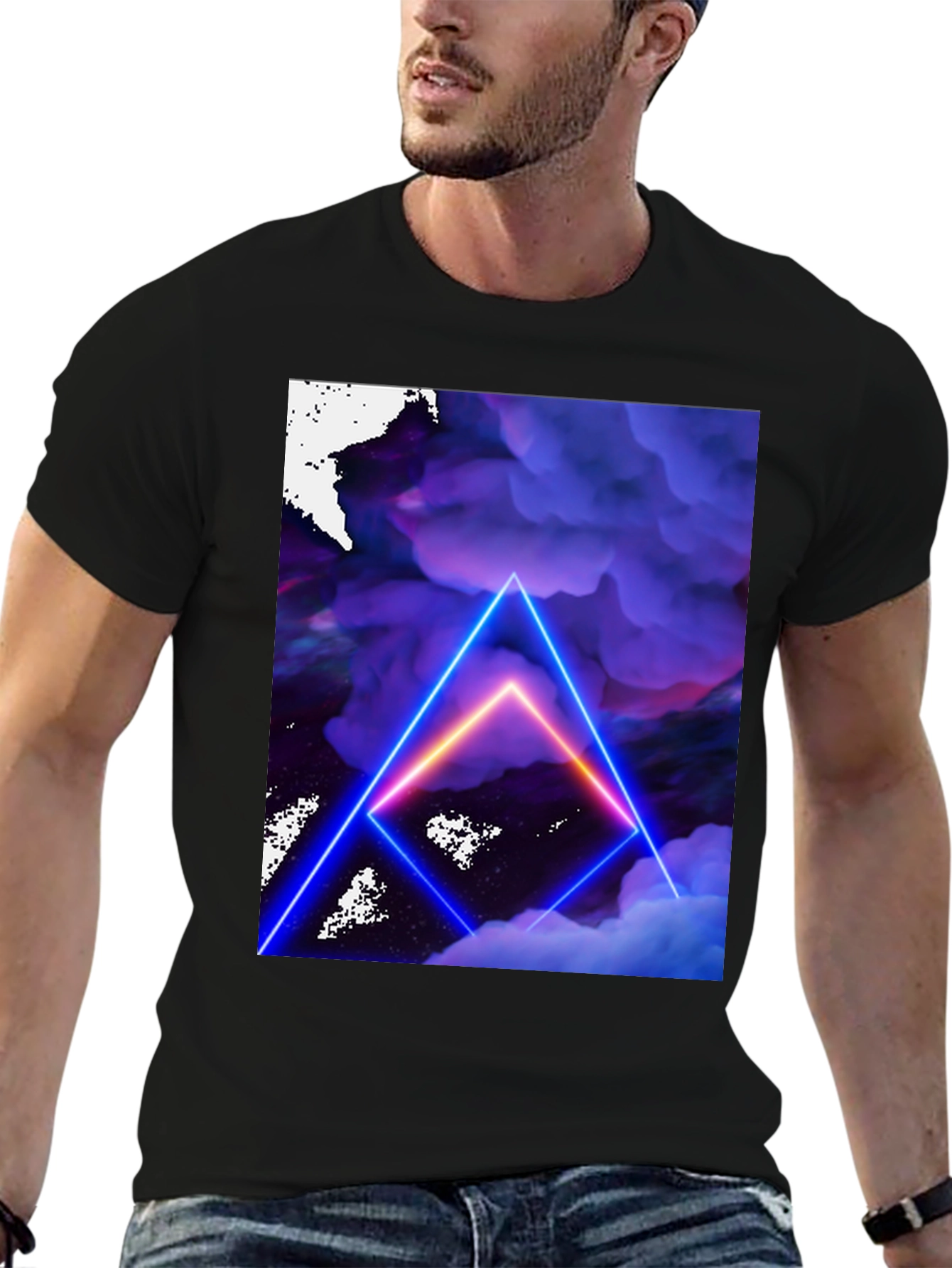 Neon Triangle Cloudscape Graphic Tee