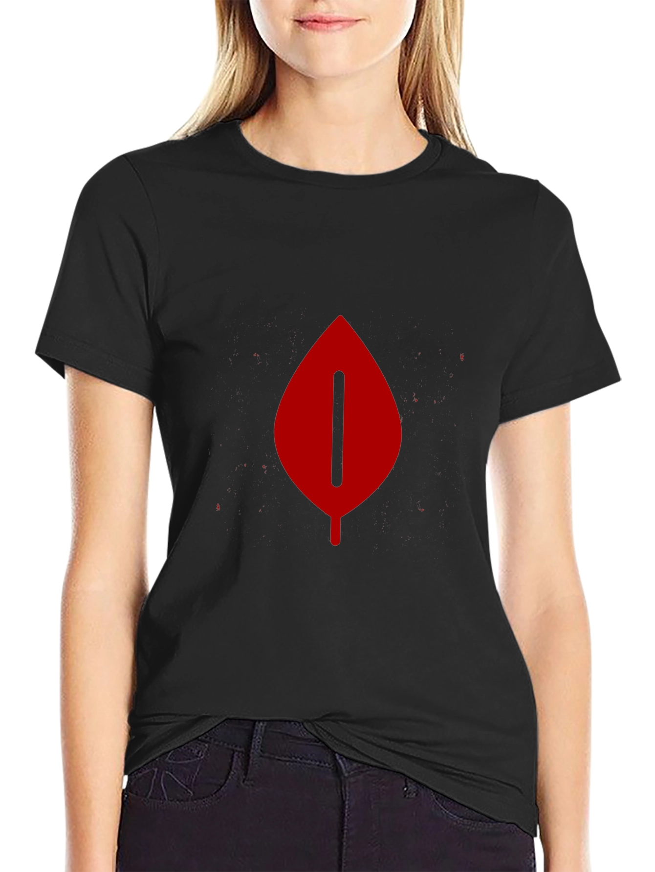 Modern Leaf Graphic Tee - Bold Black T-Shirt