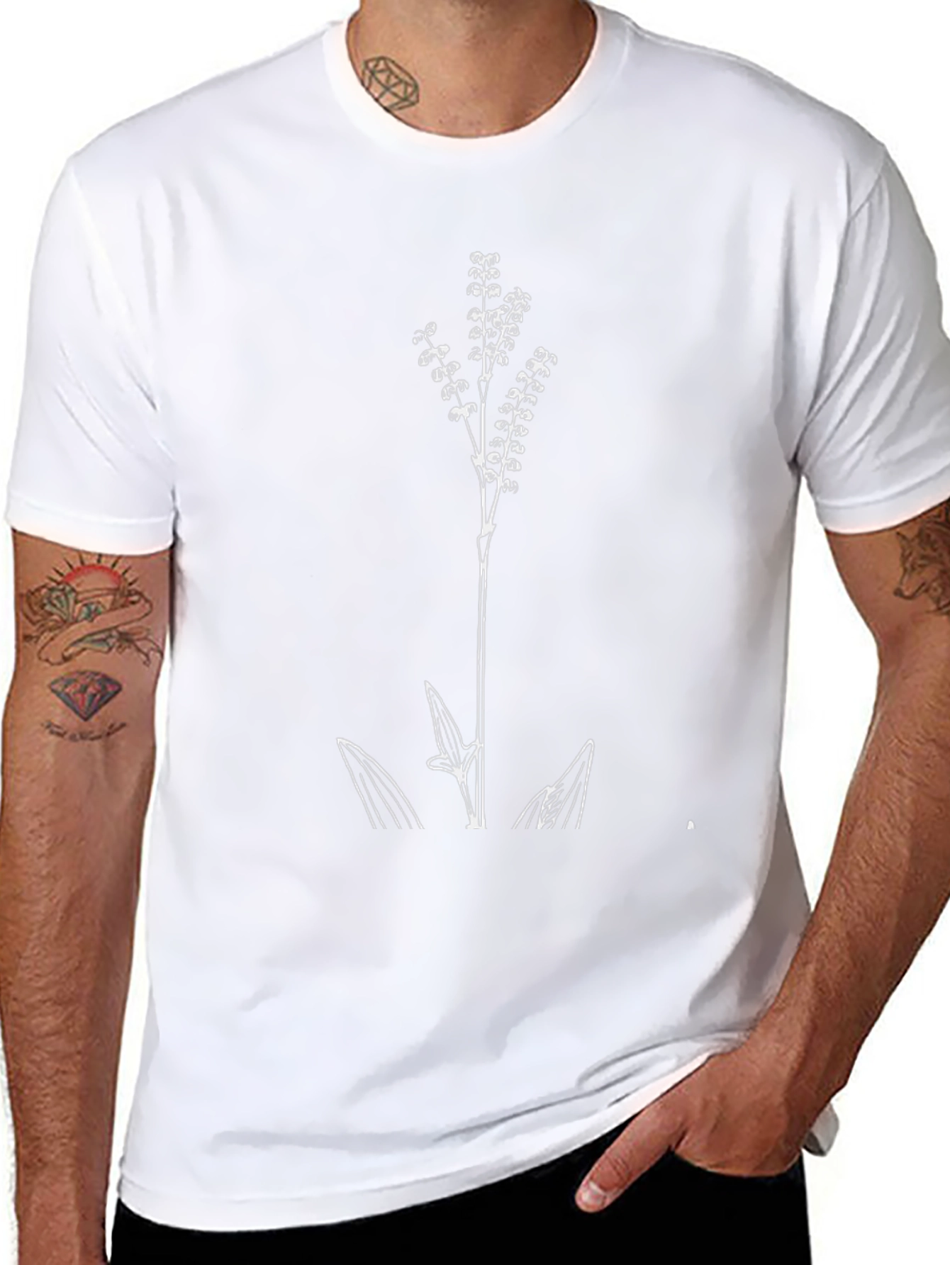 Botanical Print Black T-Shirt