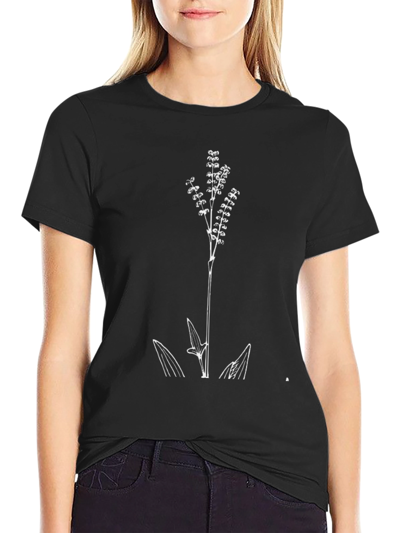 Botanical Print Black T-Shirt