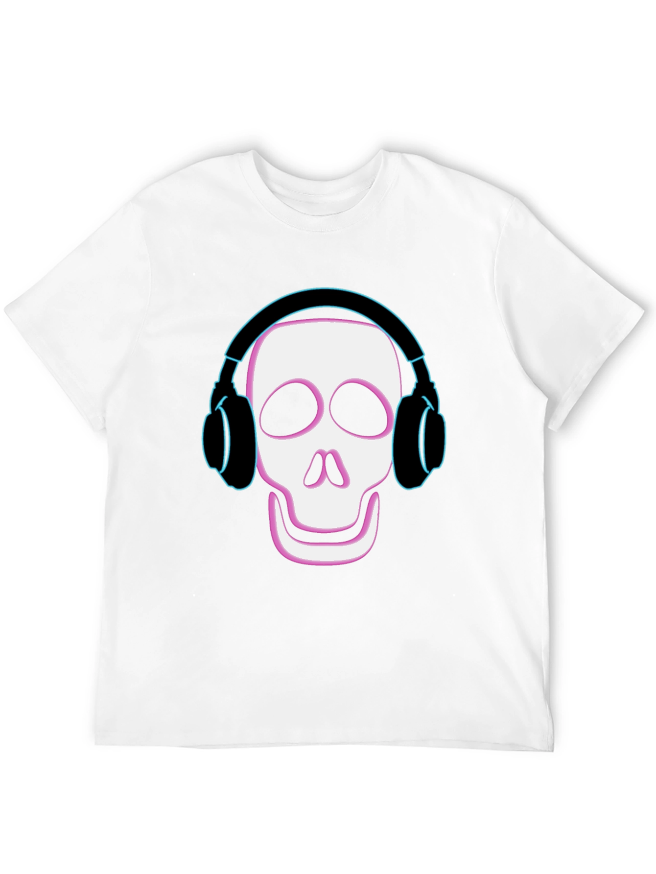 Skull with Headphones Graphic Tee - Cool Black T-Shirt