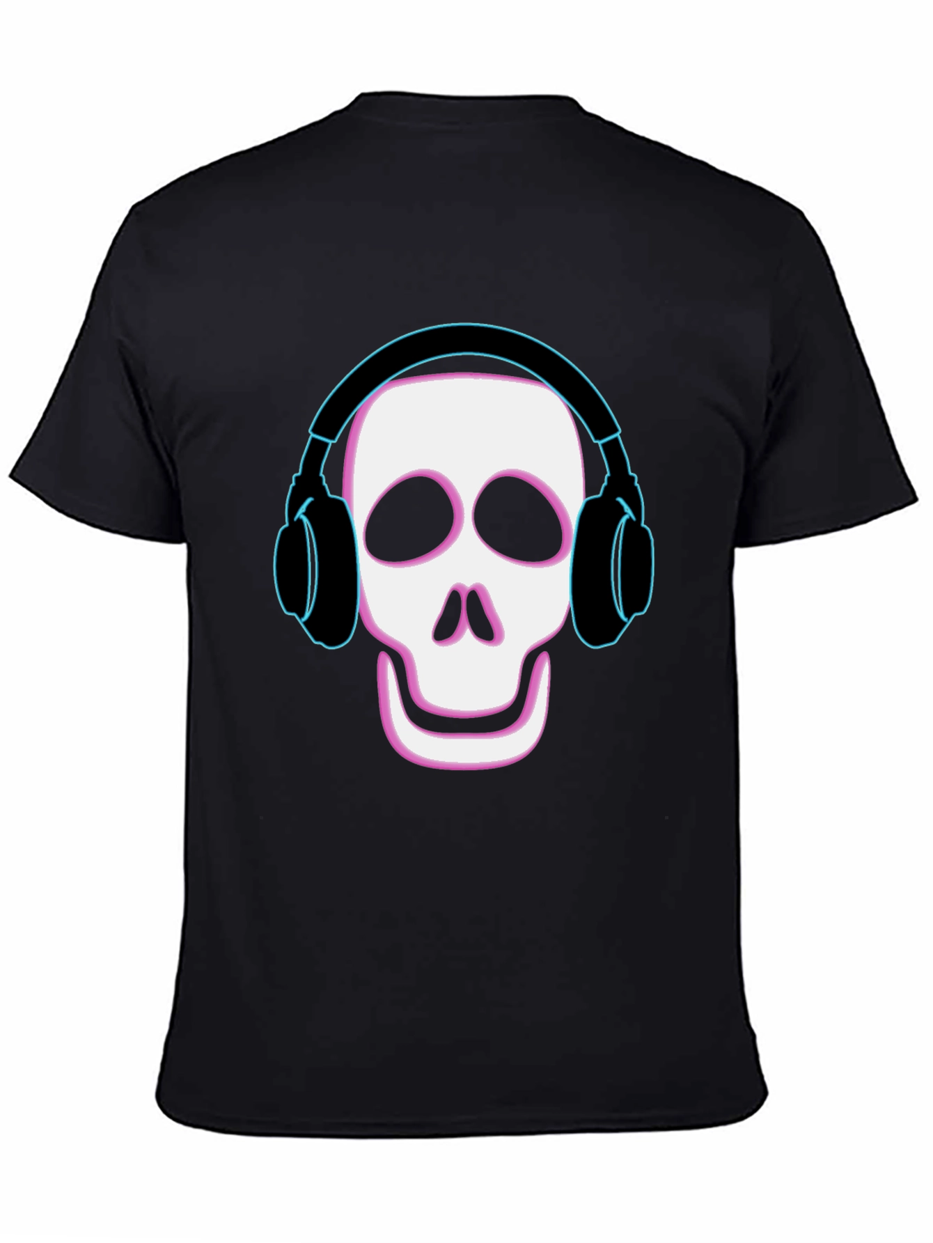 Skull with Headphones Graphic Tee - Cool Black T-Shirt