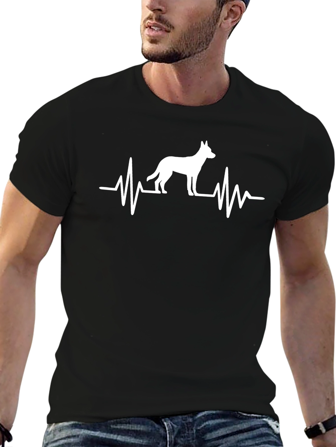 Dog Heartbeat Graphic Tee - Black