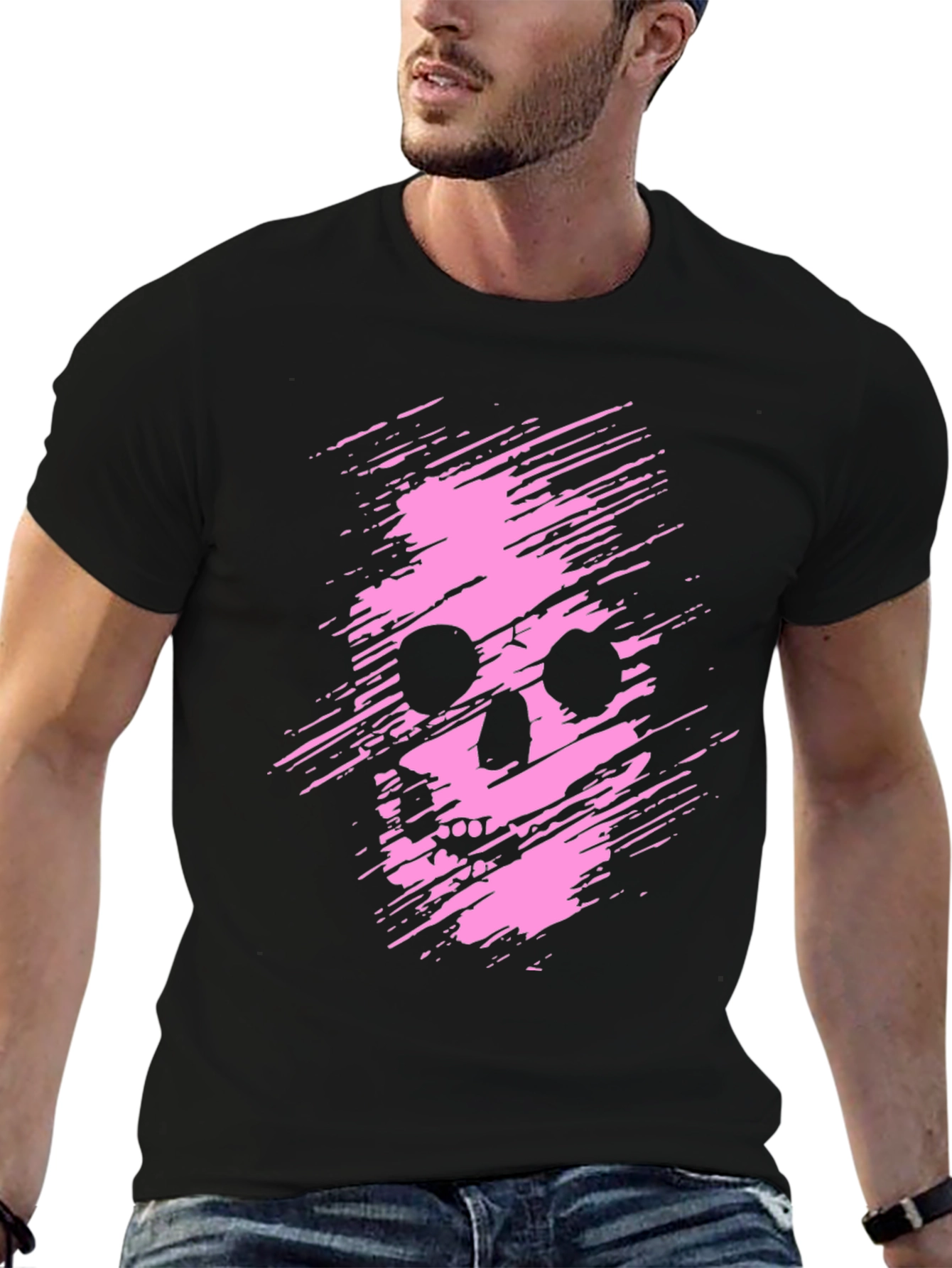 Edgy Skull Graphic Tee - Mens Black T-Shirt
