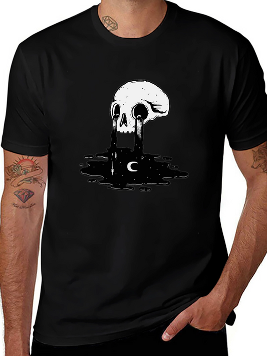 Skull Tears Graphic Tee - Black Cotton Blend