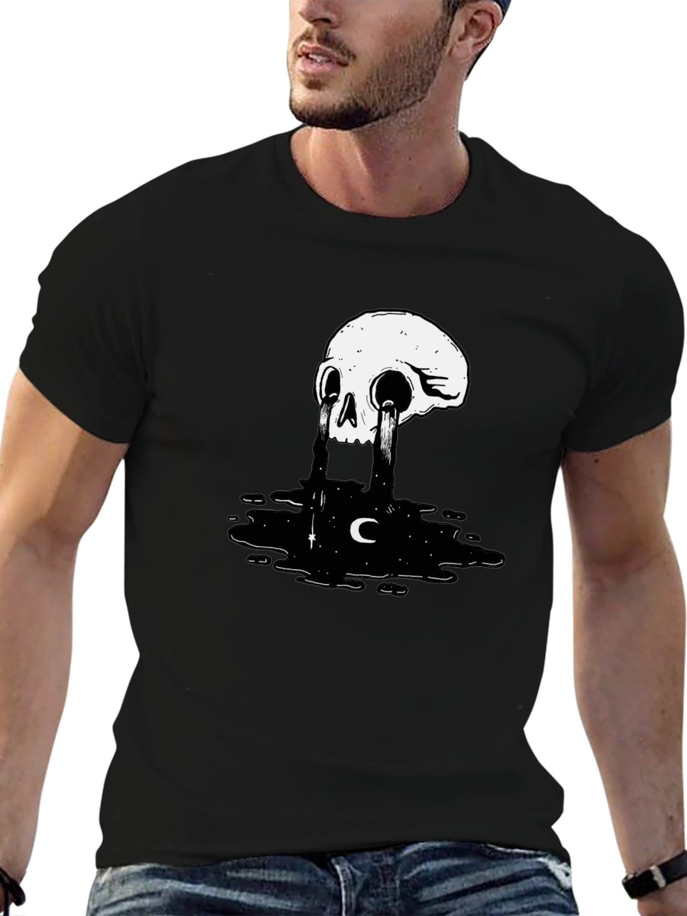 Skull Tears Graphic Tee - Black Cotton Blend