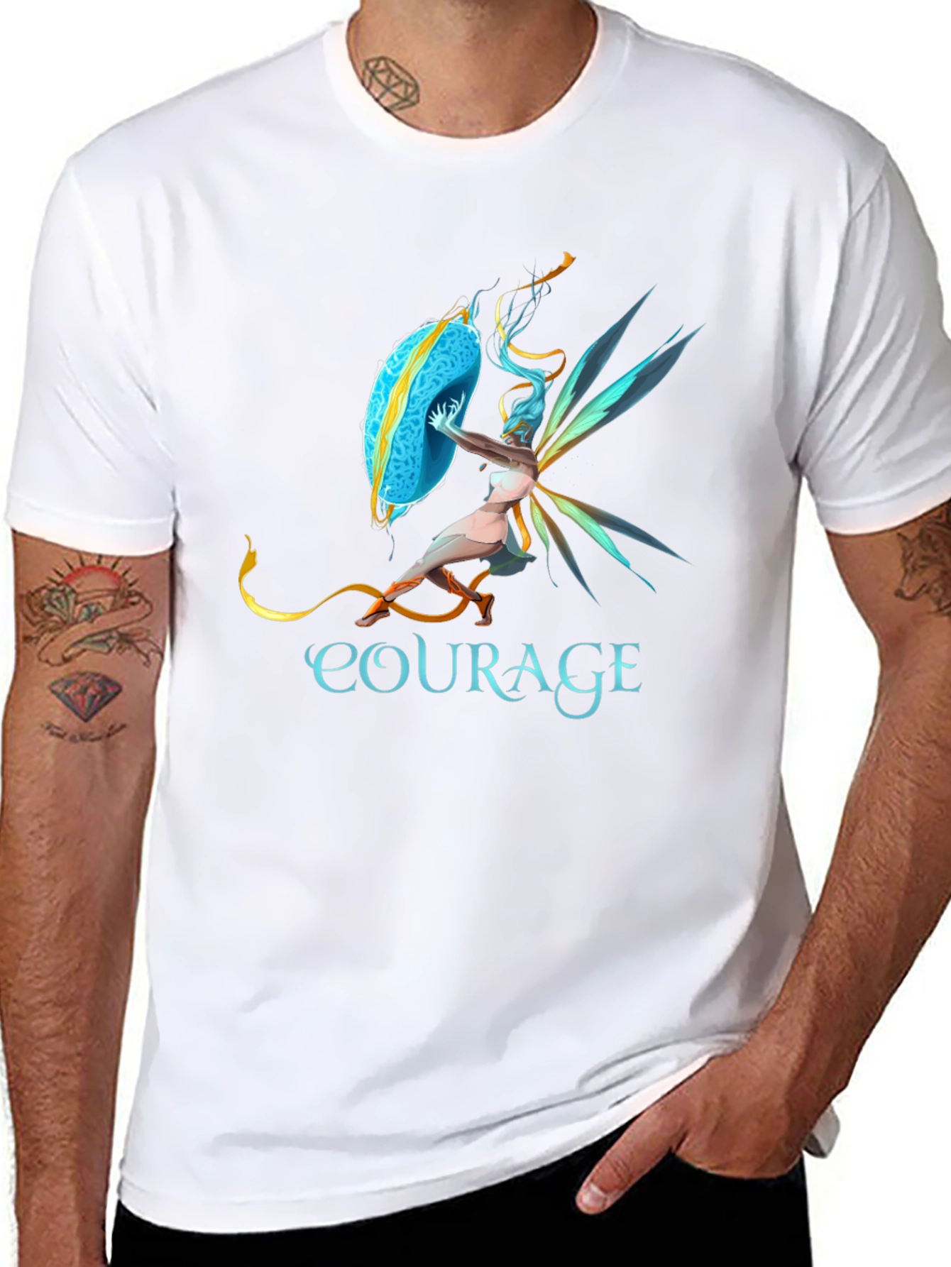 Courage Fairy Shield Graphic Tee - Black